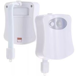 Lampa LED pentru toaleta, senzor miscare/lumina, cu 8 culori, din plastic, alb 141597403 - Accesorii baie