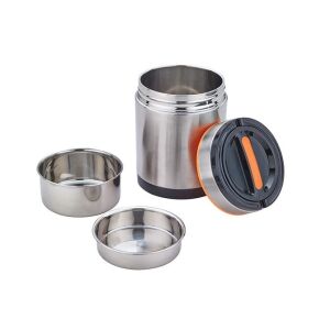 Termos pentru mancare, cu 3 straturi, din inox, capacitate 1, 4L, capac cu inchidere etansa, maner pentru transport, argintiu 141618364 - Transportatori de alimente și băuturi