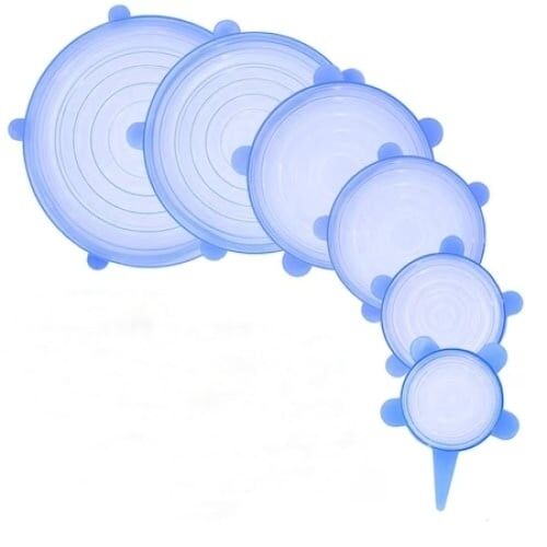 Különböző méretű kék szilikon nyújtható fedők, újrafelhasználható és bővíthető