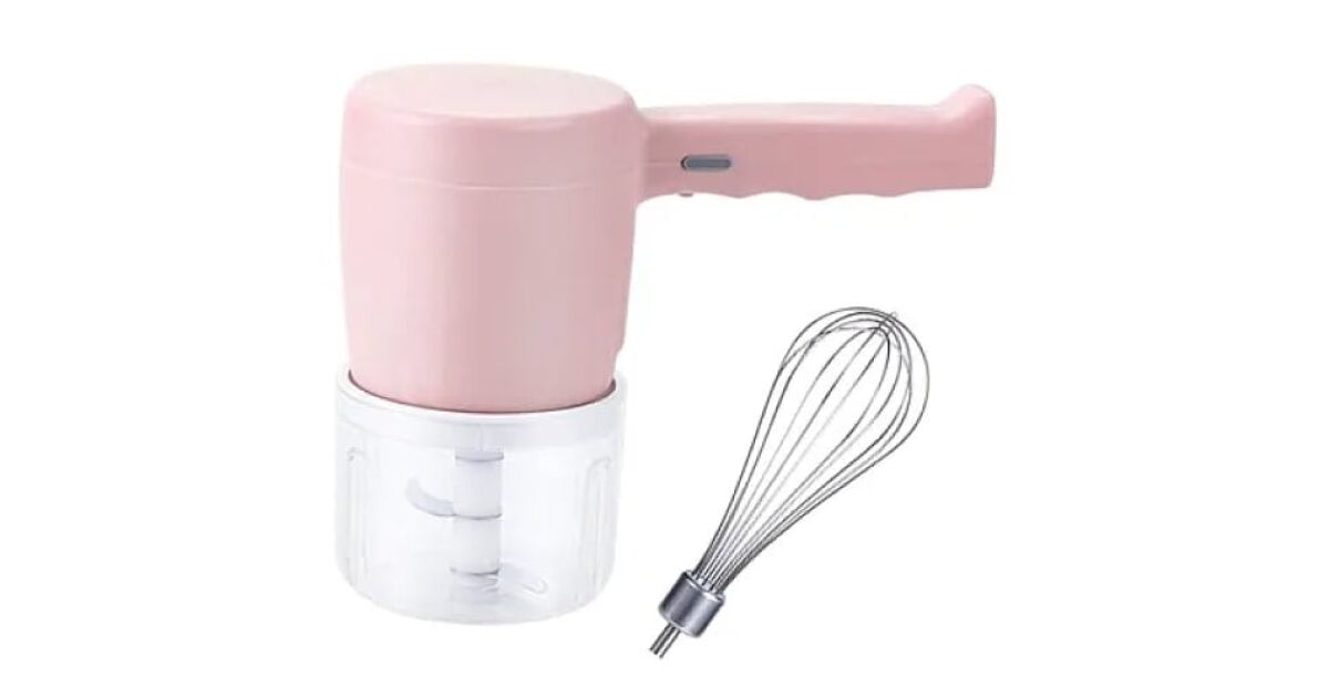 Mixer portabil, fara fir, cu 3 functii, cu bol de plastic, roz | Pepita.com