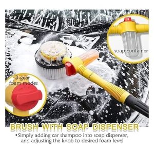 Autómosó Kefe Szett - 360° Forgó, Teleszkópos, Mosószer Adagoló