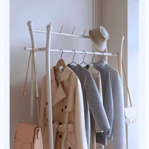 Mobil Ruhatartó Állvány - 2 Polc, 9 Akasztó, Fehér