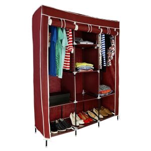 Hordozható Ruhásszekrény 2 Akasztóval és Huzattal - 135x45x175cm