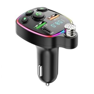Modulator FM auto cu încărcător auto USB și Type-C, microfon handsfree și afișaj LED - Transmițătoare