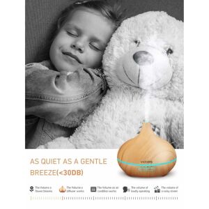 VICTSING® Aromaterápiás Párásító - 300ml, LED Világítás, Fa Hatás