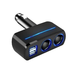 Adaptor auto negru cu 2 USB, rotire 90°, cu indicator LED, putere 120W - Transmițătoare