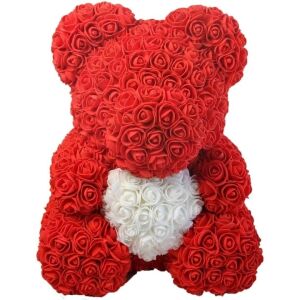 FOXMAG24 Rózsamedve - Piros/Fehér, 25 cm, díszdobozban 145730402 - Ajándék ötlet Valentin-napra