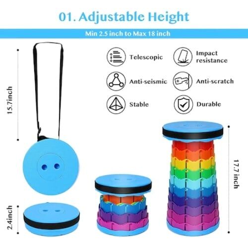 Teleszkópos Összecsukható Szék - Állítható, Hordozható, Multicolor 141586577