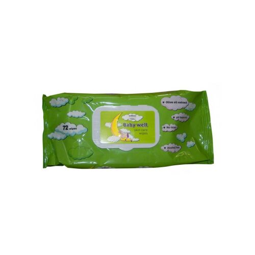 Nedves törlőkendő 72 lap/csomag Baby Well Oliva 135991722