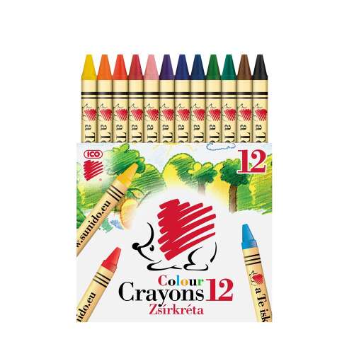 Set de creioane grași, arici rotund, 12 culori