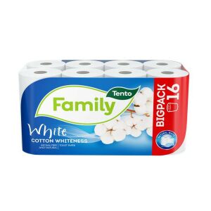 Toalettpapír, 2 rétegű, kistekercses, 16 tekercs, TENTO "Family White", fehér 135993968 - Tento