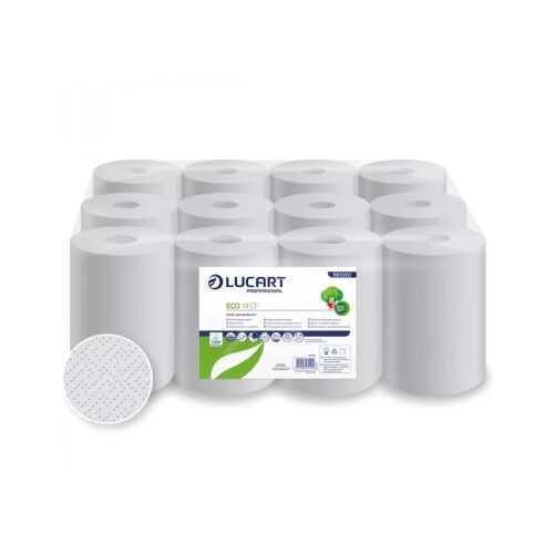Kéztörlő 2 rétegű tekercses átmérő: 14 cm 55 m/tekercs 12 tekercs/karton 14 CF EcoLucart_861080 fehér