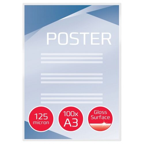 GBC 125 mikronos A3 fényes lamináló fólia, 100 darab