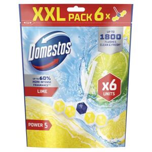 WC frissítő blokk, 6 db-os, DOMESTOS "Power 5", lime 136002653 - WC illatosító