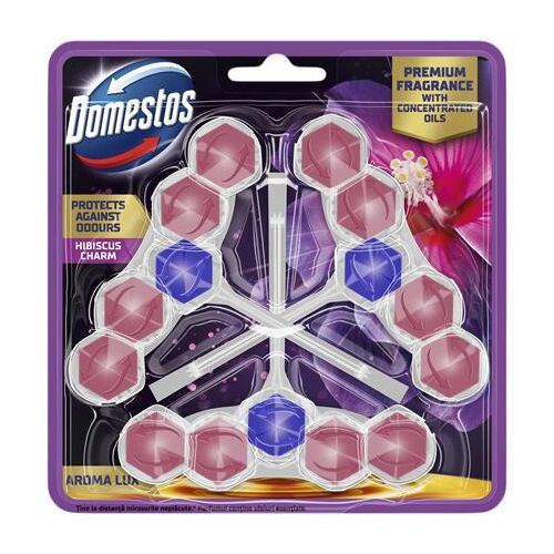 WC frissítő blokk, 3 db-os, DOMESTOS "Aroma Lux", hibiszkusz 136002667