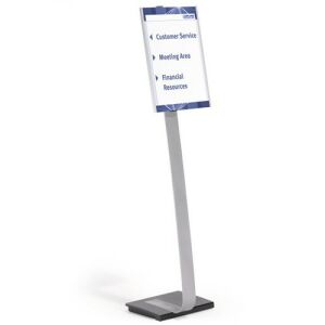 Közelkép a Durable Info Sign A3 Padlóállványról, Ezüst - Durable