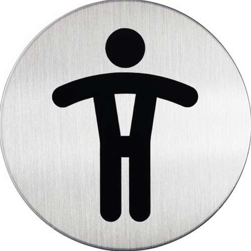 Piktogram, 83mm diameter, men's toilet, stainless steel, durable, silver