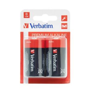 БАТЕРИЯ VERBATIM D (R20), 1.5V алкална, 2 бр., "49923" (зелен печат 0.16 леи) 136013637 - Батерия и акумулатор