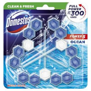 WC frissítő blokk, 3 db-os, DOMESTOS "Power 5", óceán 136016953 - WC illatosító