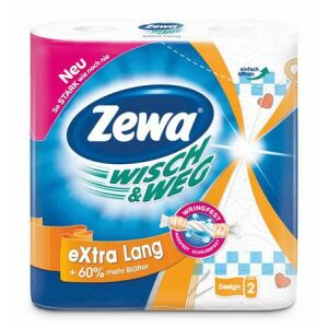 Háztartási papírtörlő, 2 rétegű, 2 tekercses, ZEWA "Wisch&amp;Weg extra lang" 136018298 - Papírtörlő