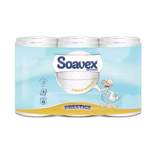 Toalettpapír 3 rétegű kistekercses 100% cellulóz 170 lap/tekercs 12 tekercs/csomag Soavex Maxi Prestige_Paperdi 136018799 - Paperdi