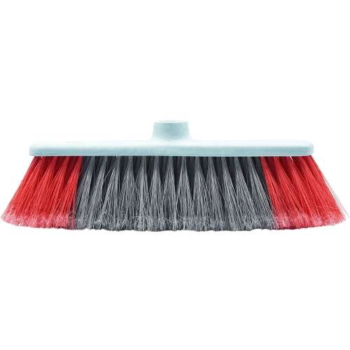 Giulia plastic broom head with red and grey bristles