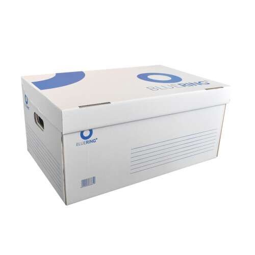 Bluering Archivbox, weiß-blau, 54x36x25cm, mit nach oben öffnender Abdeckung