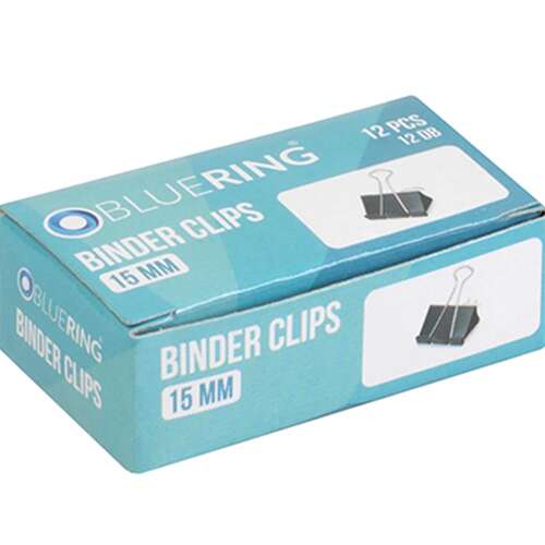 Binder Clips 15mm, 12 Stück/Schachtel, bluering®