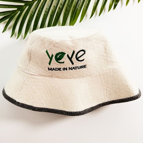 YEYE Made in Nature ekrü szauna kalap 100% természetes gyapjú filcből