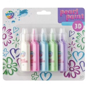 Moxy Gyöngyházfényű 3D festék készlet, 5 szín, kreatív projektekhez és kézműveskedéshez - Tempera