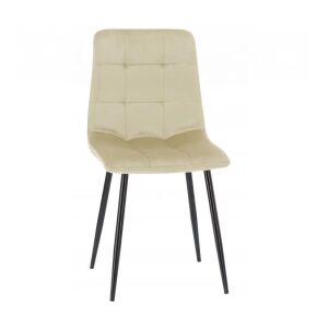 Elegáns bézs velúr étkezőszék fekete lábakkal - Étkező szék