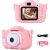 Ružový digitálny fotoaparát s mačkou pre deti s ukážkovými fotografiami na obrazovke