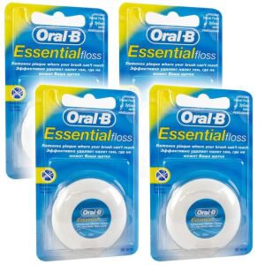 Zestaw 4 niteczek dentystycznych Oral-B Essential Floss Regular, 50 m 136089314 - Oral-B