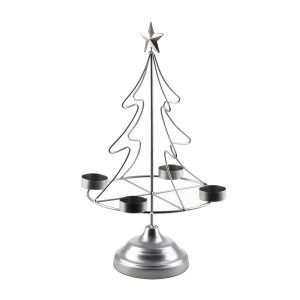 SANTA LILA ezüst fém karácsonyfa gyertyatartó 38 cm