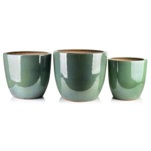 NEVA ZÖLD 3 darabos kerámia virágtartó szett - XL, L, M méretek