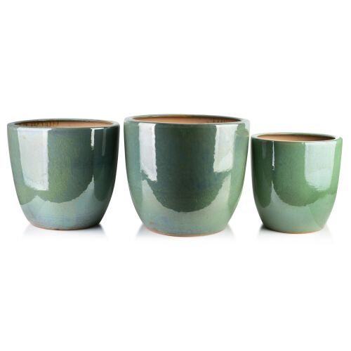 NEVA ZÖLD 3 darabos kerámia virágtartó szett - XL, L, M méretek 136145675