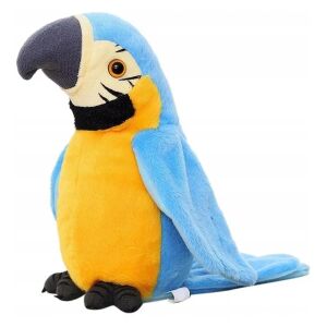 Teno® Beszélő papagáj interaktív játék, mindent megismétel, amit hall, mozgatja a szárnyait és a testét, bolyhos, vicces, kék színű 136149838 - Interaktív plüss