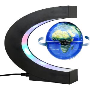 Teno® mágneses úszó földgömb, éjjeli lámpa, LED megvilágítás, C-alakú, mágneses, univerzális kialakítás, környezetbarát, oktatási, fekete színű 136149837 - Dekorációs lámpa