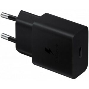 Vedere unghiulară a încărcătorului de perete negru Samsung EP-T1510NBEGEU 15W USB-C - Adaptoare de rețea