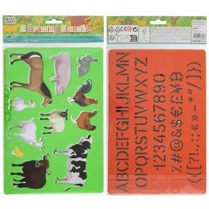 Rajzoló műanyag sablon 27x21 cm - 2 darabos  - farm állatos/betűs 136167596 - Rajzsablon
