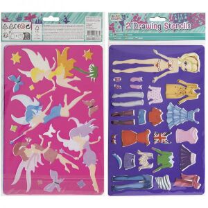 Rajzoló műanyag sablon 27x21 cm - 2 darabos  - tündérlány/öltöztető 136167598 - Rajzsablon