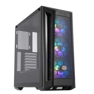 Cooler Master MasterBox MB511 ARGB Midi Tower black computer case, angled view - Computer Case