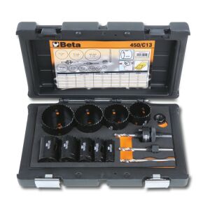 450/C13 HSS/Bimetall-koronafúrókészlet gáz és vízvezetékszerelőknek ütésálló műanyag dobozban 136169458 - Szerszám tartozék
