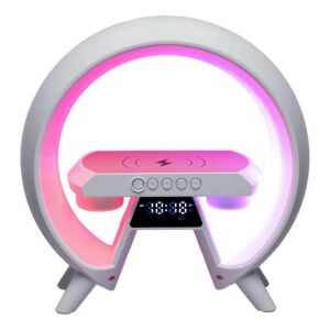 Lumină de noapte LED cu difuzor RGB, încărcător inductiv și radio cu ceas deșteptător - Boxe Portabile
