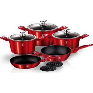 Berlinger Haus Metallic Line Zestaw garnków 10-elementowy, bordowy - Naczynia