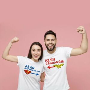Az én szuperhősöm | grafikás páros pamutpóló 136200457 - Ajándék póló
