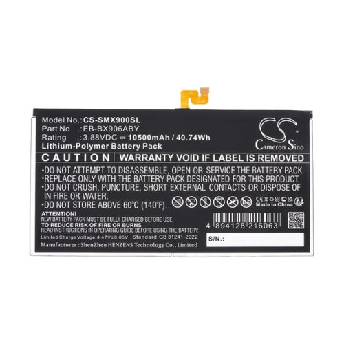 Samsung Tab S8 Ultra WIFI CAMERON SINO Li-Polymer akku 3.88V / 10500mAh, Samsung EB-BX906ABY kompatibilis, FEKETE 136204592