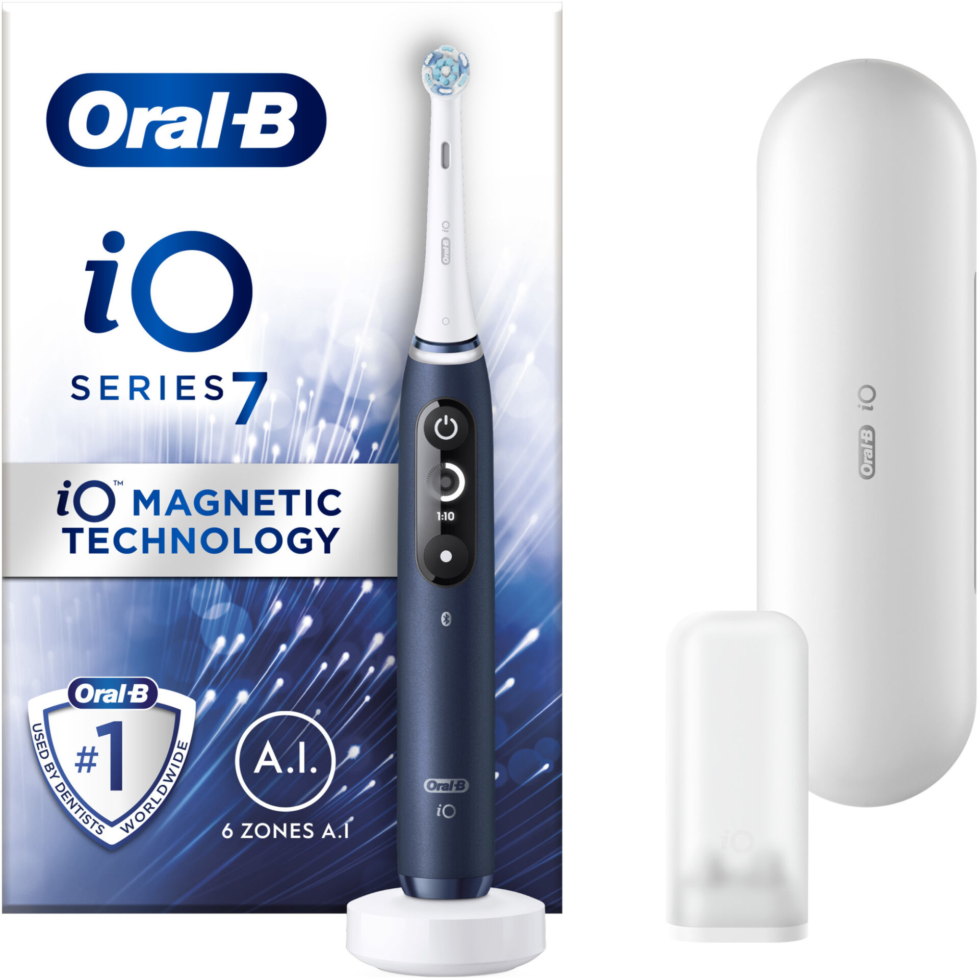 Oral-B iO7 Elektromos fogkefe mágneses és mikrovibrációs technológiával, kék