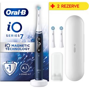 Periuță de dinți electrică Oral-B iO7 cu 2 capete de perie, cu tehnologie magnetică, AI și husă de călătorie. - Oral-B
