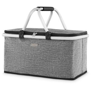 Összecsukható piknikkosár - piknikhez, vásárláshoz, poggyászhoz, szürke, Zagatto, ZG745 136231453 - Piknik kosár